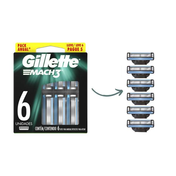 Imagem de Carga Gillette Mach3 C/6 Unidades - Gillette