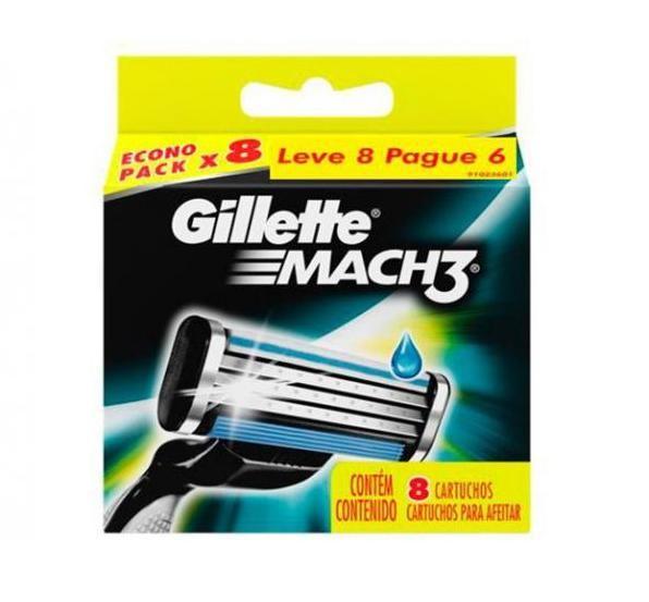 Imagem de Carga para Aparelho de Barbear Gillette Mach3 - 8 Cartuchos