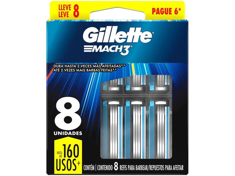 Imagem de Carga para Aparelho de Barbear Gillette Mach3 - 8 Unidades