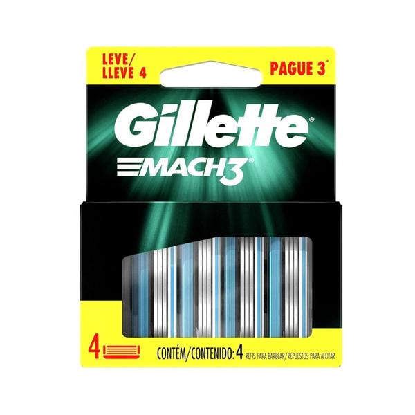 Imagem de Carga Para Aparelho de Barbear Gillette Mach3 Regular 4 Cartuchos