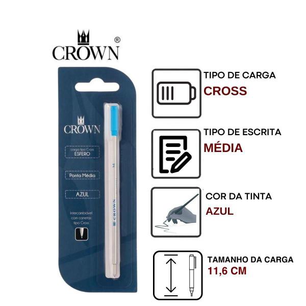 Imagem de Carga Para Caneta Crown Esferográfica Tipo Cross CA12009A - Cor  Azul