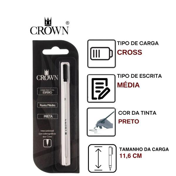 Imagem de Carga Para Caneta Crown Esferográfica Tipo Cross CA12009P - Cor  Preto