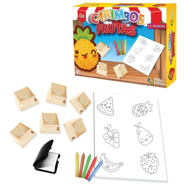 Imagem de Carimbo Pedagogico Frutas em Madeira 6 PCS - GNA