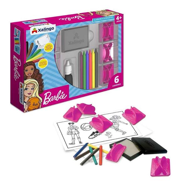 Carimbos Barbie Esportes Com Giz e Bloco Ilustrado - Xalingo Imagem de Carimbos Barbie Esportes Com Giz e Bloco Ilustrado