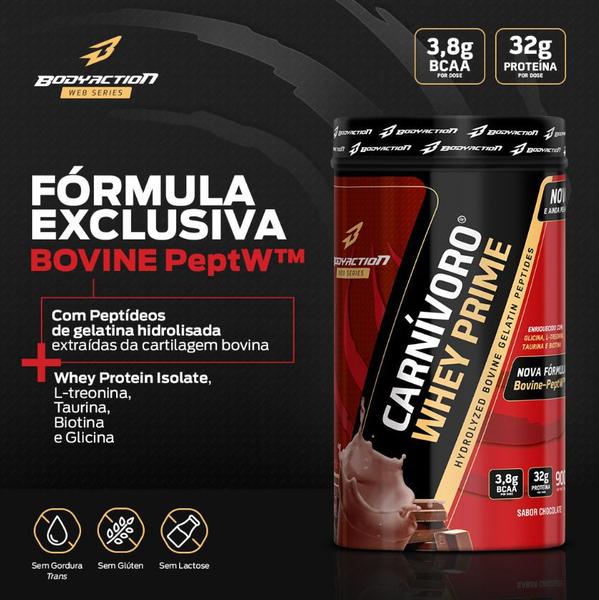 Imagem de Carnívoro Whey Prime Com Whey Isolate Treonina Taurina Biotina Glicina 900g Bodyaction