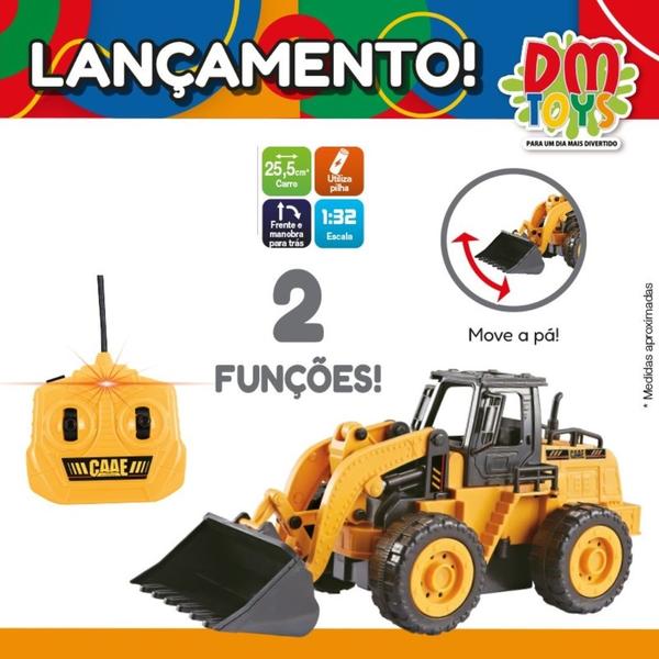 Imagem de Carregadeira Controle Sem Fio Trator Move a Pá Carrinho Carro Draga DM Toys DMT6875