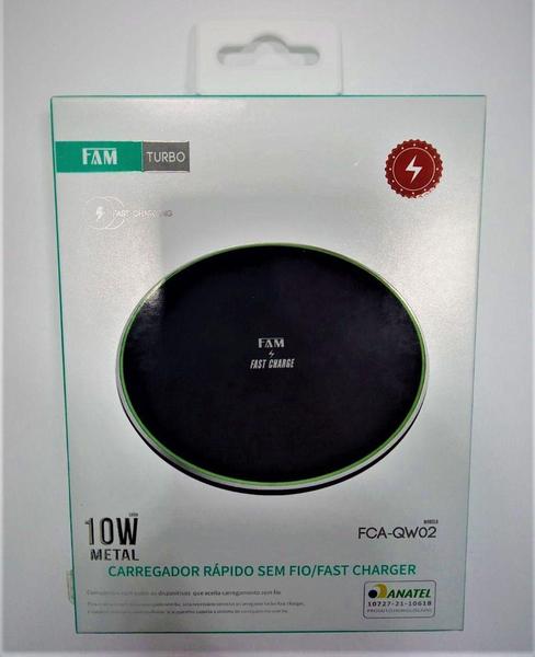 Imagem de Carregado para celular sem fio por indução com 10W de potencia certificado pela ANATEL FCA-QW02 FAM