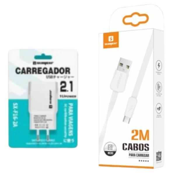 Imagem de Carregador 2 Metros compatível com Motorola G20 - Cabo USB C e Fonte