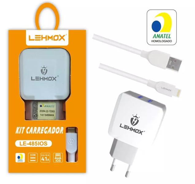 Imagem de Carregador 2 USB + Cabo Lightning IOS 1,2m LE-485 Lehmox