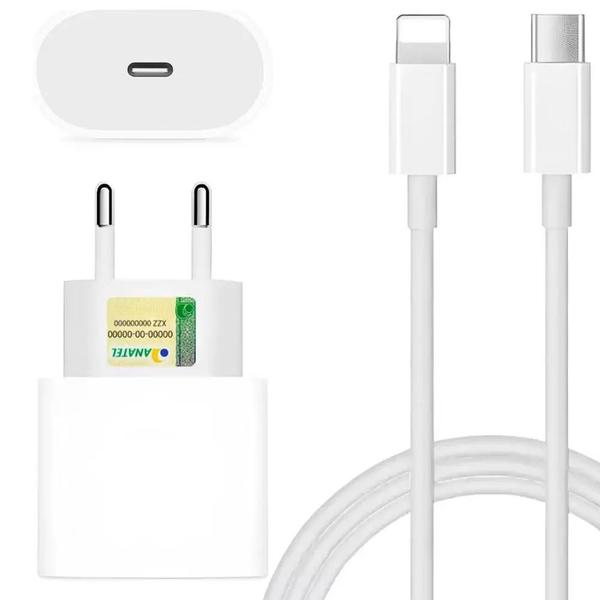 Imagem de Carregador 20W Turbo Fonte USB-C + Cabo 1M Compatível Iphone SE / X / XR/ 11 / 12/ 13 Mini Pro Max