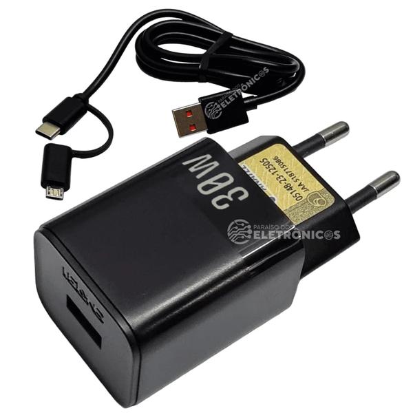 Imagem de Carregador 30W Carregamento Rápido Para Galaxy S22, S22 Plus, S22 Ultra Type-C e Micro-USB LE296VPR