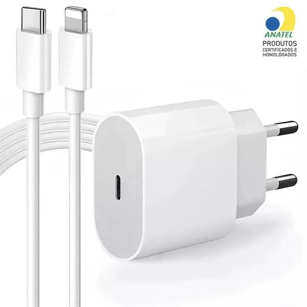 Imagem de Carregador 40W Turbo Fonte USB-C + Cabo 1M Compatível Iphone Motorola Samsung Xiaomi SE / X / XR/ 11 / 12/ 13 Mini Pro Max