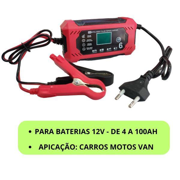 Imagem de Carregador Bateria 12v Automotivo Até 100 Amperes Carro Moto