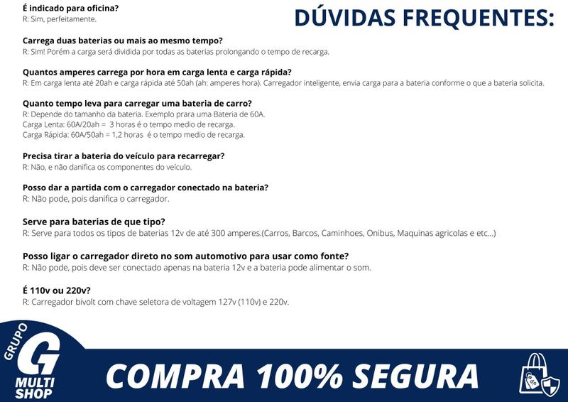 Imagem de Carregador Bateria 50 Amperes Cv50ah 12v Som Automotivo Carga Lenta e Rapida