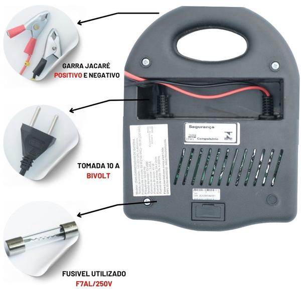 Imagem de Carregador Bateria Inteligente Automático Automotivo Carro Moto 12v 3a