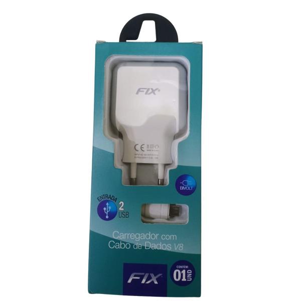 Carregador Cabo Mais Fonte Compatível Micro V8 2 Usb 12w - Fix Imagem de Carregador Cabo Mais Fonte Compatível Micro V8 2 Usb 12w
