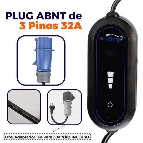 Imagem de Carregador Carro Eletrico Blue Charge Tipo2 32amp kw7.4 220v