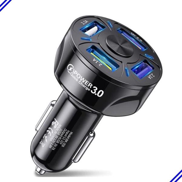 Imagem de Carregador Celular Automotivo Rápido Qc3 4 Saídas Usb