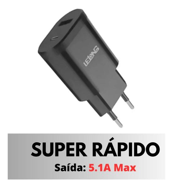 Imagem de Carregador Celular Mais Rapdo Saídas Usb-a E Usb-c O Melhor