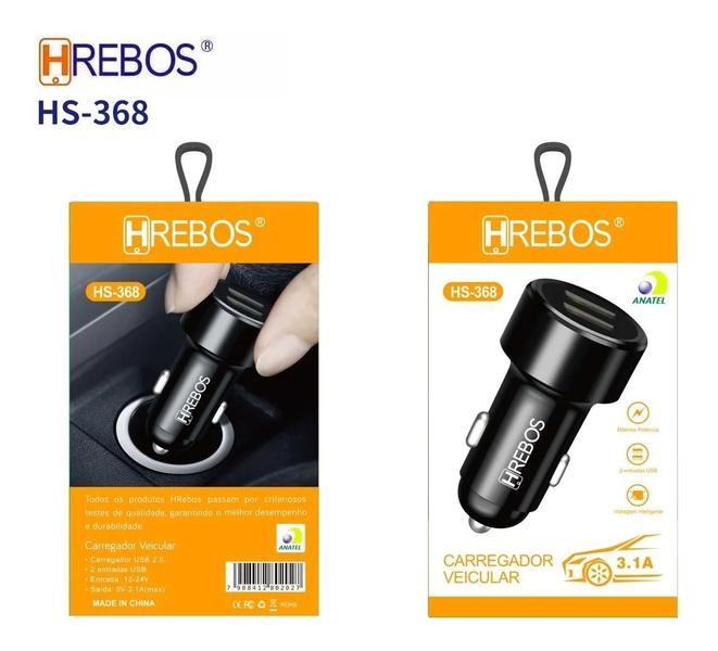 Imagem de Carregador Celular Veicular 3.1A Turbo Power 2 Saídas Usb