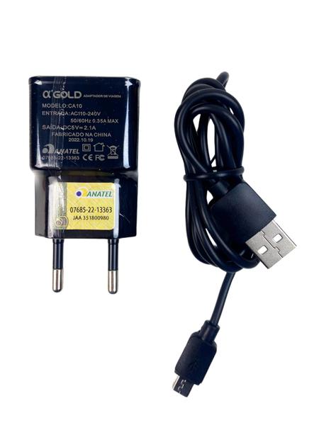 Imagem de Carregador Completo Micro USB V8 A'Gold Fonte Cabo 2.1A CA10-1