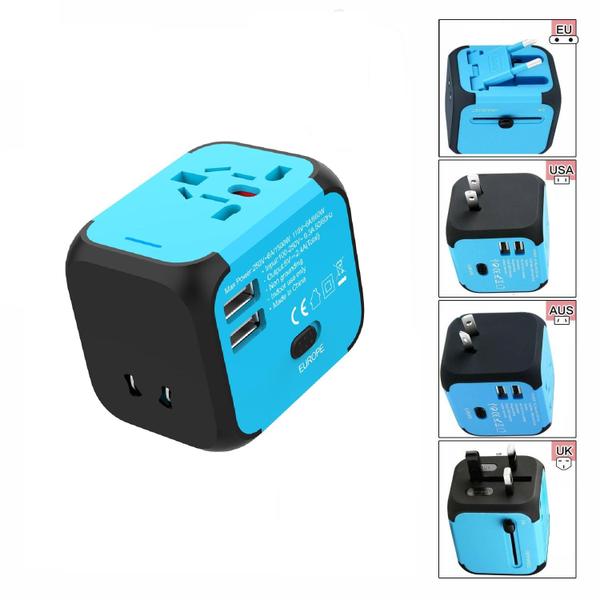 Imagem de Carregador Conversor Tomada Universal Bi-volt Dual Usb  - Azul