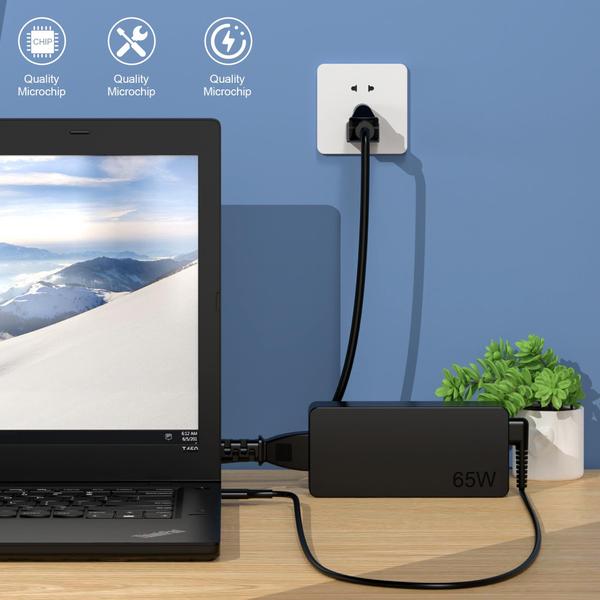 Imagem de Carregador COWOOGMZ 65W USB C para Lenovo ThinkPad X1 X13 T14 T15