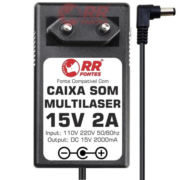 Imagem de Carregador DC 15V 2000mA para Caixa Amplificada Multilaser Sp-220, SP-259