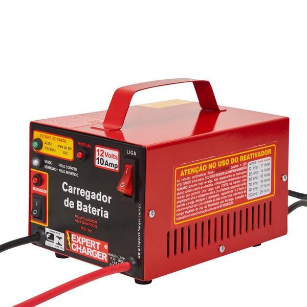 Imagem de Carregador De Bateria 12 Volts -10 Amp Automático Reativador - 2 anos de garantia