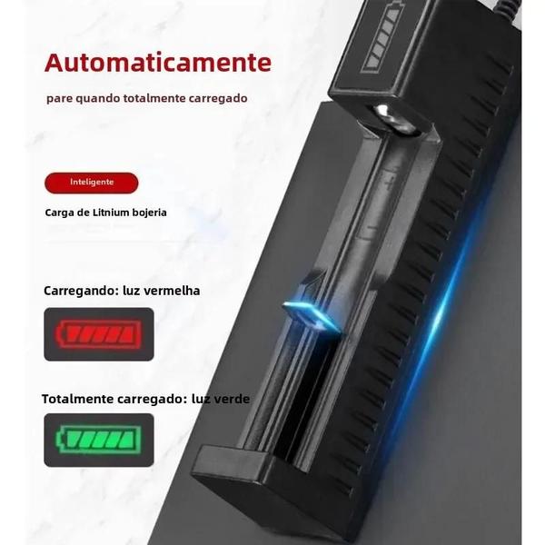 Imagem de Carregador de Bateria 18650 Duplo - 4,2V - Recarregável para Lanterna e Laser