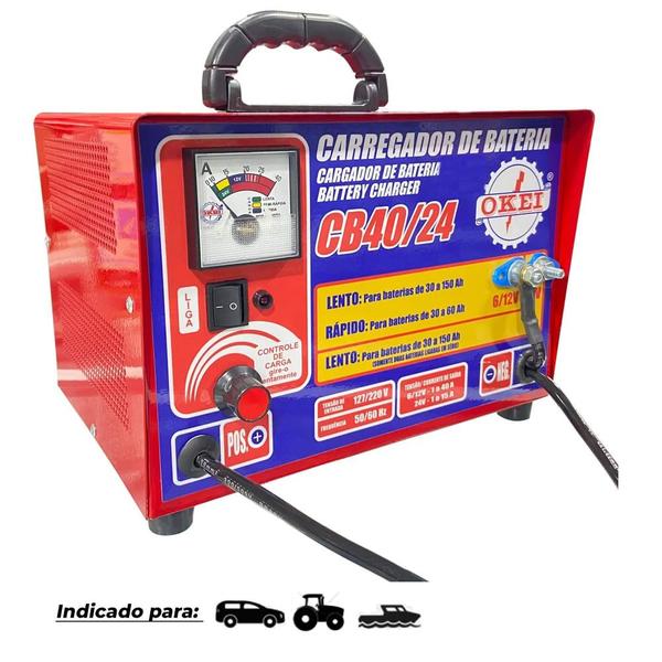 Imagem de Carregador de Bateria  40a 12v / 15a 24v Cb-40/24 Okei