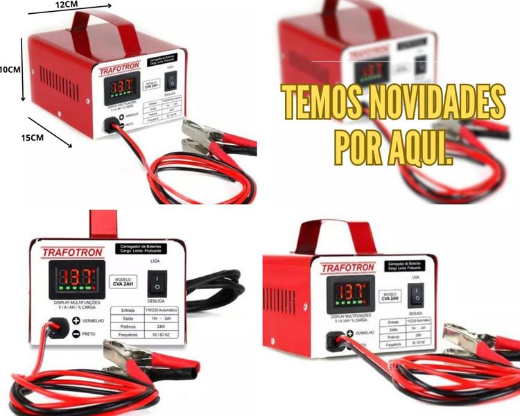 Imagem de  Carregador De Bateria automotivo 12v Cva2ah Com Display Multi Funções