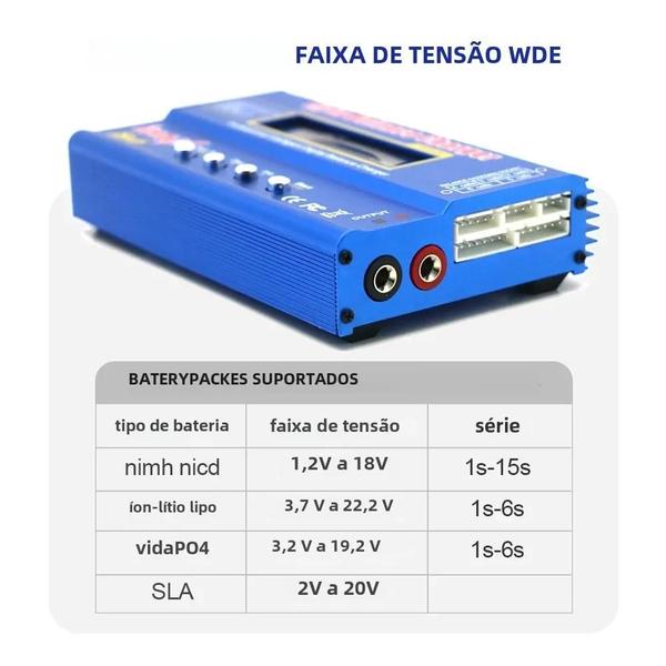 Imagem de Carregador de Bateria Digital IMAX B6 80W - Lipo, NiMH, Li-ion e NiCd - com Adaptador 12V 5A para Carro