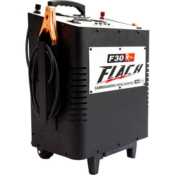 Imagem de Carregador de Bateria Inteligente 12/24V 10A com Auxilio de Partida Bivolt Flach F30 RNEW