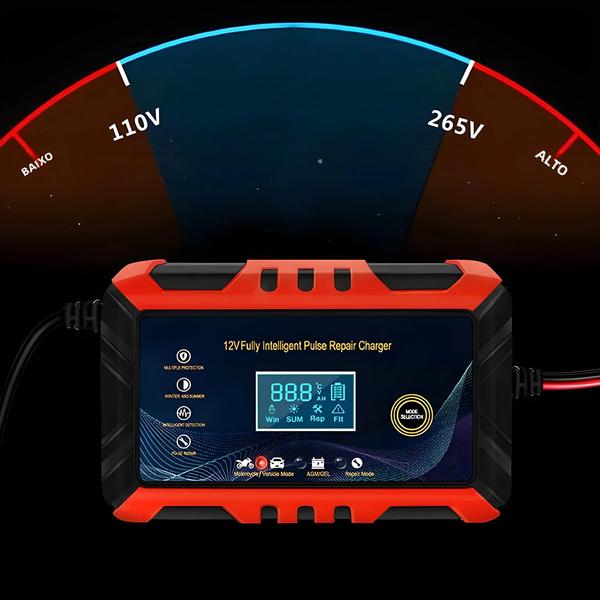 Imagem de Carregador de Bateria Inteligente 12V para Moto e Carro - Com Função de Pulso