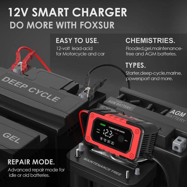 Imagem de Carregador De Bateria Inteligente Automático Carro Moto Caminhonete 12v