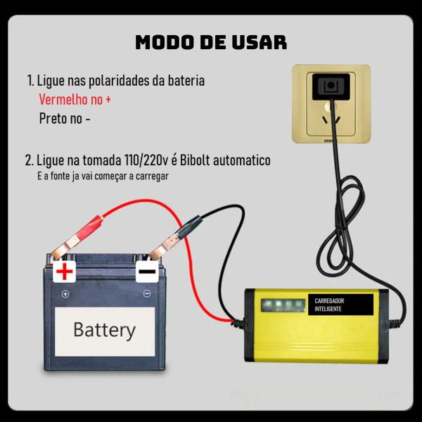 Imagem de Carregador De Baterias Automotivo E Motos 12v Inteligente