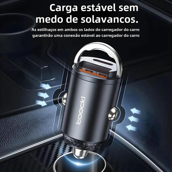 Imagem de Carregador de Carro 33W Mini PD QC3.0 - Carga Rápida USB Tipo C para iPhone 15 e Xiaomi