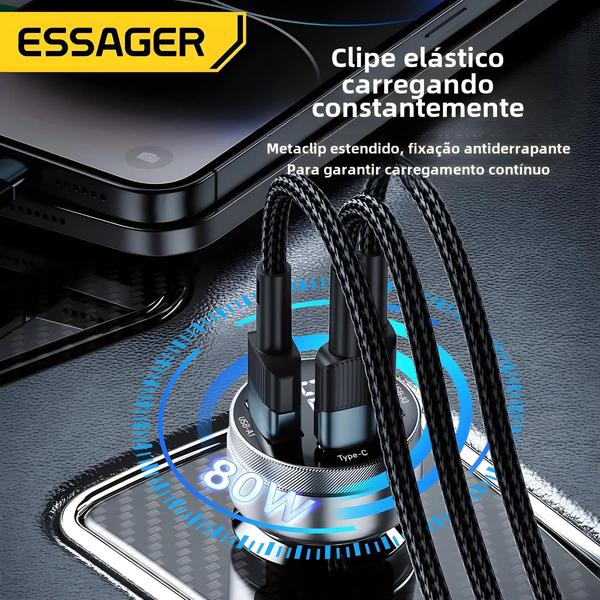 Imagem de Carregador de Carro Rápido 80W USB-C PD - iPhone 14/13, Huawei, Xiaomi, Samsung e iPad