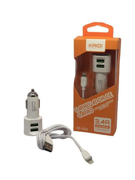 Imagem de Carregador De Carro Turbo 2Usb Tipo-C 3.4A Kaidi Kd303C