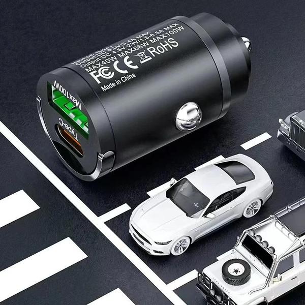 Imagem de Carregador de Carro USB 100W PD e QC3.0 - Carregamento Rápido para iPhone e Tipo C