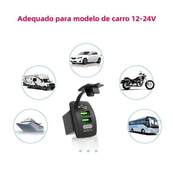 Imagem de Carregador de Carro USB 3.1A à Prova D'Água 12V-24V - Para Motocicleta, Barco, Caminhão e ATV