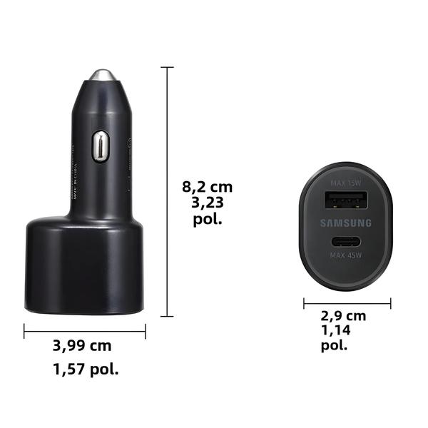 Imagem de Carregador de Carro USB 60W com Porta Dupla USB-C PD - Carregamento Super Rápido (45W/15W) para Samsung