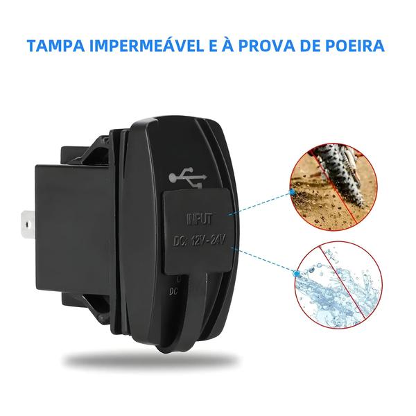 Imagem de Carregador de Carro USB Duplo 5V 3.1A com LED - Adaptador de Alimentação à Prova de Poeira