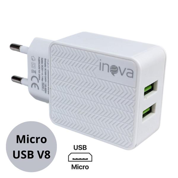 Imagem de Carregador de Celular Caixinha 20w Bivolt Micro Usb Cabo Removível 91cm Para Carregar Até 2 Celulares ao Mesmo Tempo