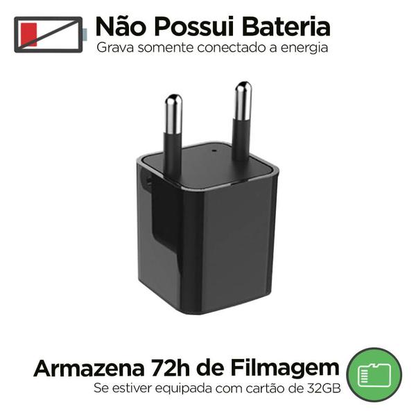 Imagem de Carregador de Celular Espião com Câmera Oculta WIFI + Cartão 8GB