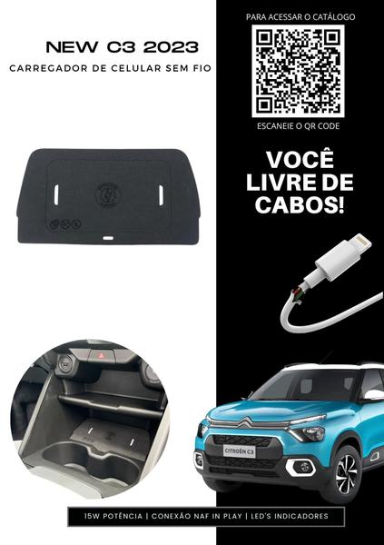 Imagem de Carregador De Celular Sem Fio Veicular Para Citroen New C3