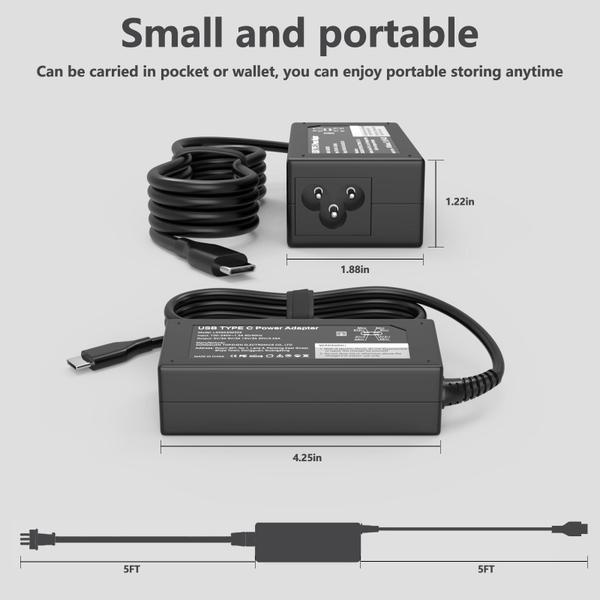 Imagem de Carregador de laptop de substituição 65W USB C para Dell HP Lenovo Asus