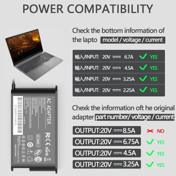 Imagem de Carregador de laptop GKLSPL 135W para Lenovo Thinkpad X1 Extreme