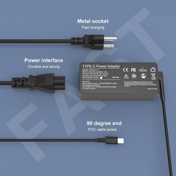 Imagem de Carregador de laptop NXNUFCSM Universal 65W 45W USB C para Lenovo